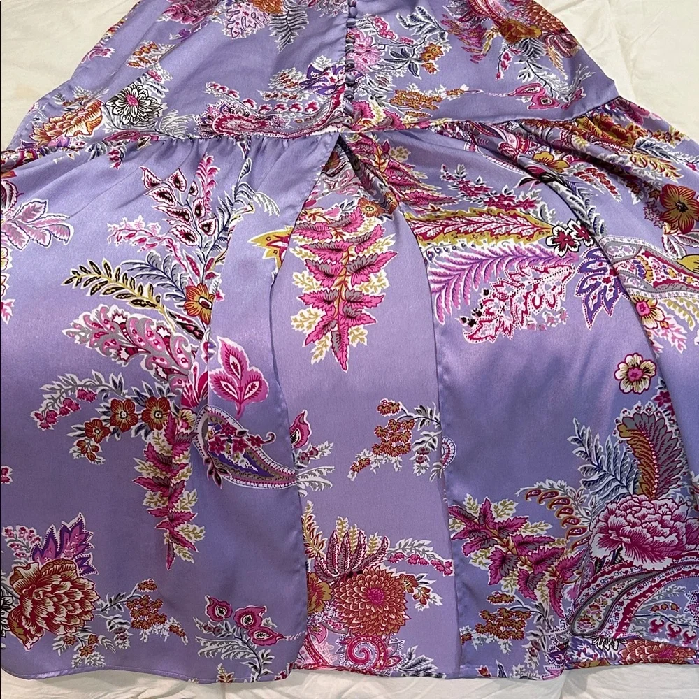 ASOS Lilac Satin V-Neck Flutter Sleeve Floral/Paisley Print Maxi Dress. Size 4